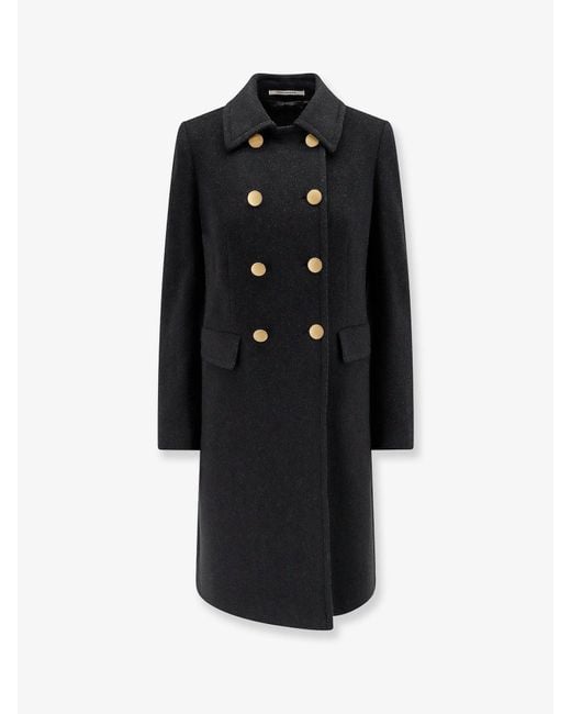 Tagliatore Black Hennie Virgin Wool And Cashmere Coat