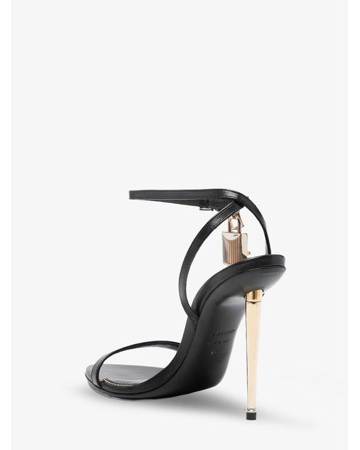 Tom Ford Black Leather Sandals With Metal Padlock Detail