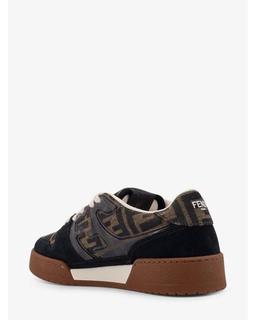 Match Suede Sneakers With Jacquard Ff Fabric Inserts-Donna di Fendi in Black