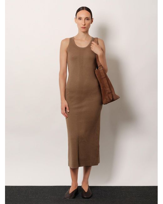 Max Mara Brown Aceri Virgin Wool Long Dress