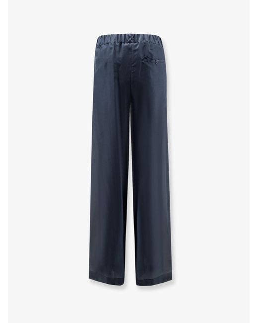 Semicouture Blue Cotton And Silk Trousers