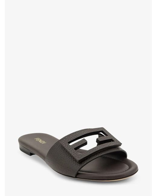 Fendi Black Leather Tube Sandals