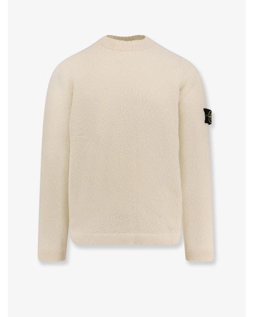 Stone Island White Wool Blend Sweater for men