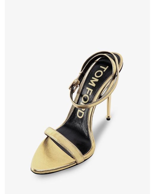 Tom Ford White Laminated Leather Sandals With Iconic Padlock