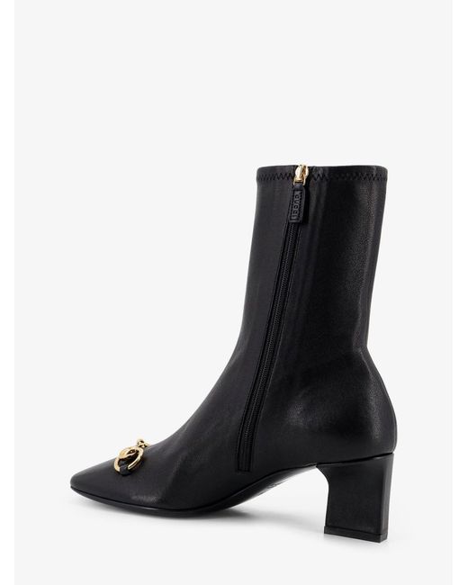 Gucci Black Signora Leather Boots With Horsebit On The Front