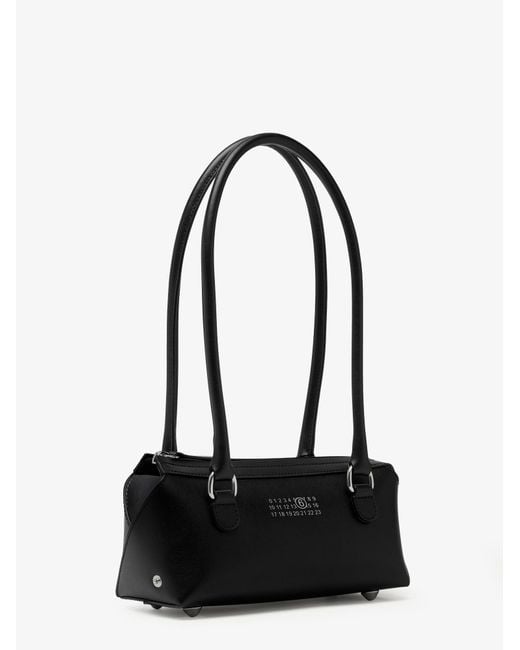 MM6 by Maison Margiela Black Mini Bauletto Leather Shoulder Bag
