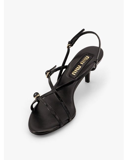 サンダル・ミュール Miu Miu Patent Leather Sandals With Buckles Black Patent Leather Sandals With Buckles | Miu Miu