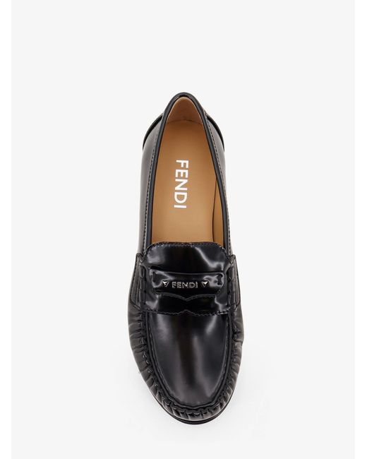 Fendi White Leather Scrunch Loafers