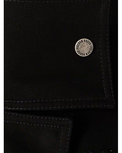 Golden Goose Deluxe Brand Black Denim Jacket With Floral Details
