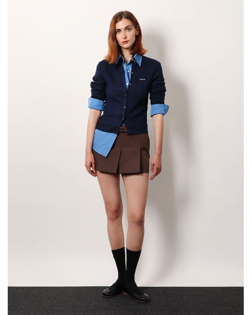スカート MIU MIU Panama pleated mini skirt with belt Marrone Panama pleated mini skirt with belt MIU MIU - Nugnes1920