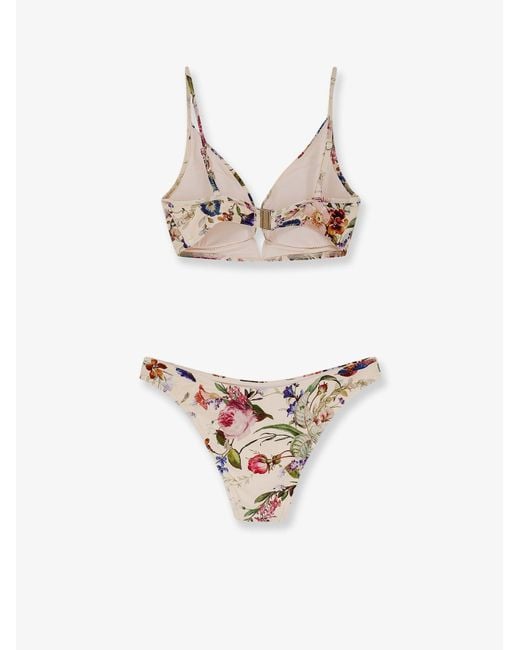 Zimmermann White Nylon Bikini With Floral Print