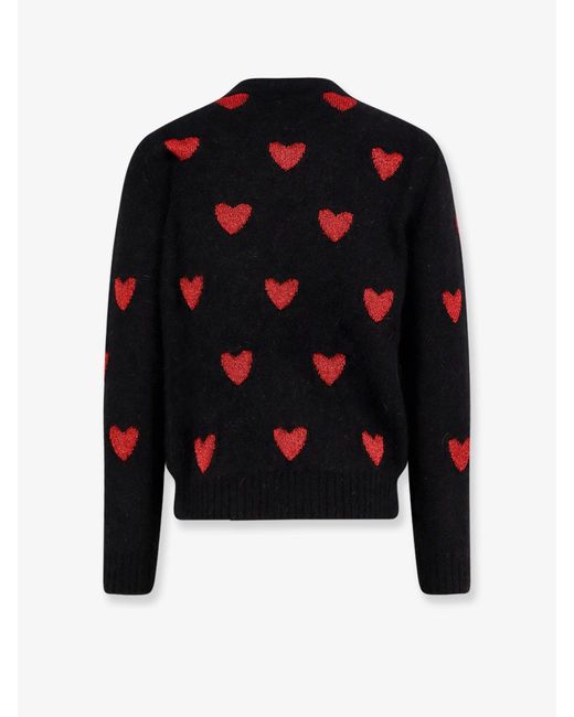 Valentino Blue Wool And Mohair Sweater With Lurex Hearts for men