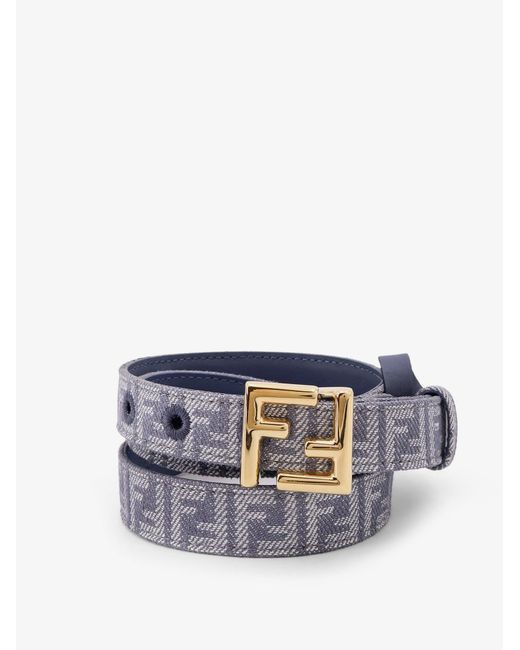 Fendi White Jacquard Ff Fabric Belt