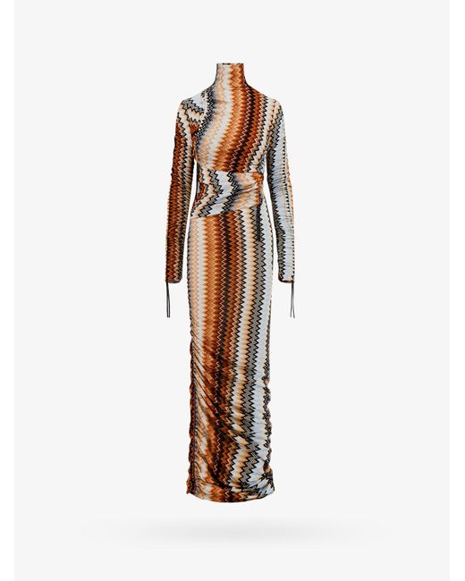 Missoni Multicolor Asymmetric Zigzag-woven Gown