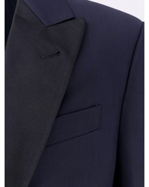 Giorgio Armani Blue Virgin Wool Smoking With Satin Profiles for men