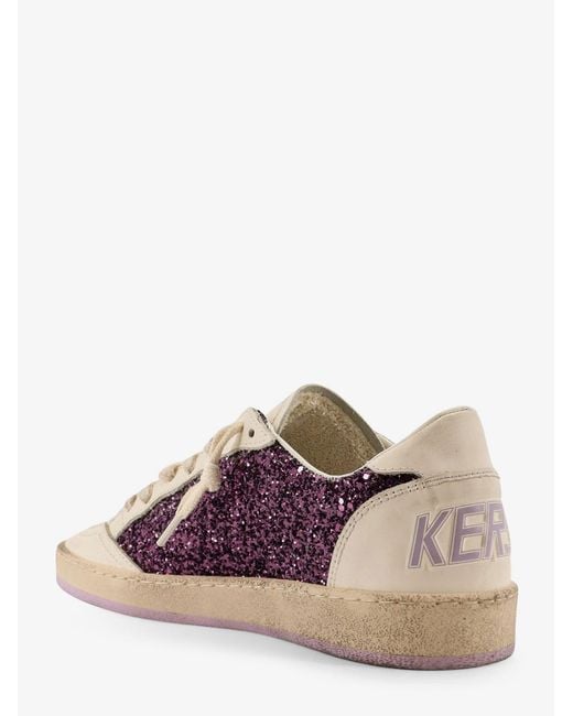 Golden Goose Deluxe Brand Pink Ball Star Leather Sneakers With Glittered Insert