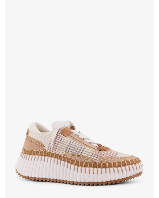Mesh Nama Low-Top Sneakers With Suede Inserts-Donna di Chloé in Pink