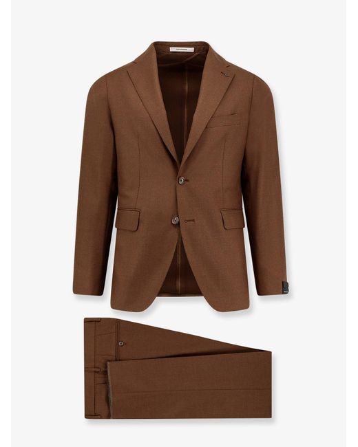 Tagliatore Brown Single-Breasted Virgin Wool Suit for men