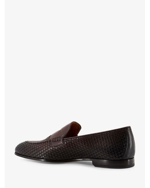 Doucal's Brown Braidy Leather Loafers for men