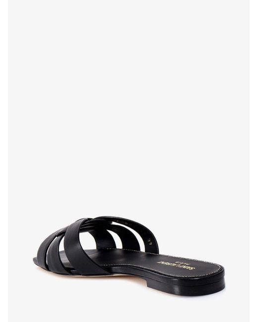 Saint Laurent Black Tribute 05 Leather Nu Pieds Flat Sandals