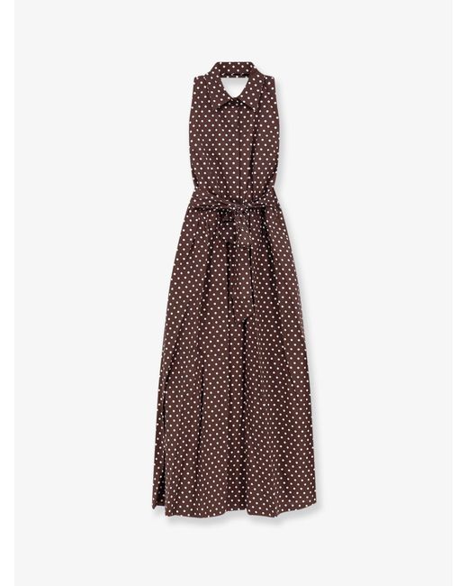 Lavi Brown Caprese Polka-Dots Cotton Dress