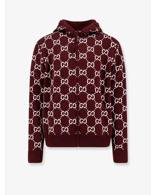 Gucci Red Reversible Wool Jacket With Gg Motif for men