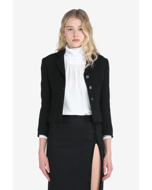 N°21 Cropped Tailored Jacket in Black | Lyst