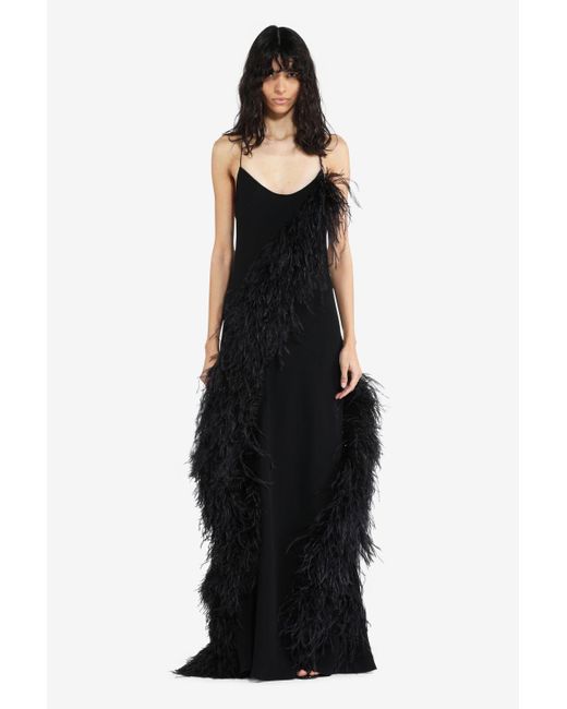 N°21 Black Feather-trim Slip Dress