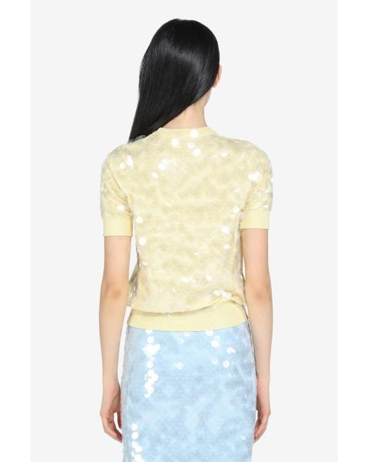 N°21 Yellow Sequin Cotton Sweater