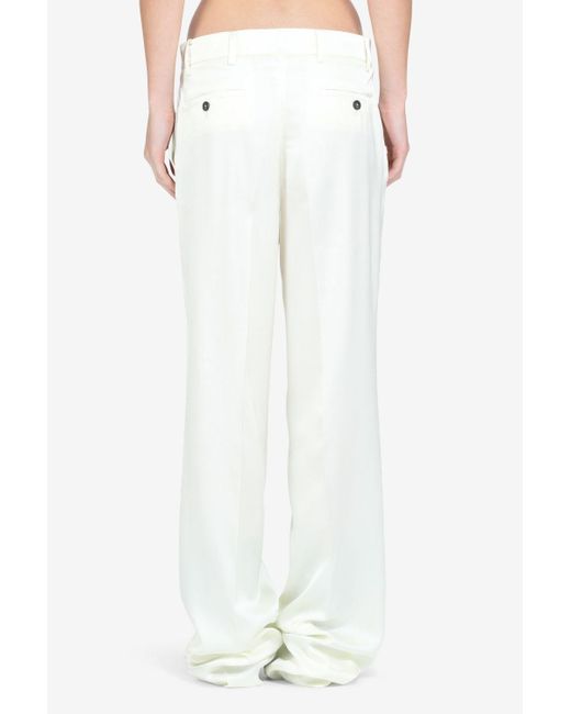 N°21 White Pleated Satin Trousers