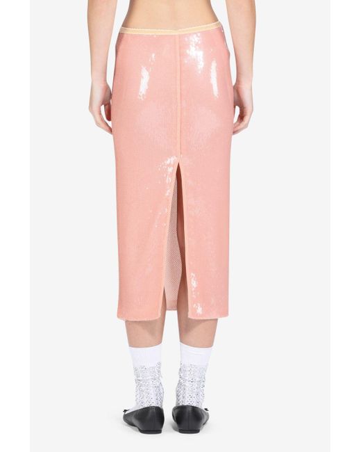 N°21 Pink Sequin Midi Skirt