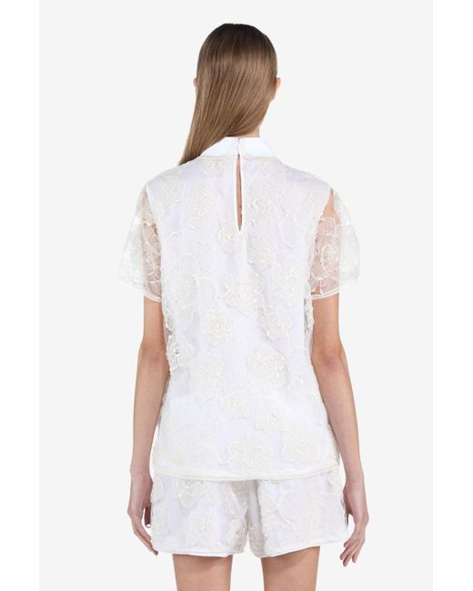 N°21 White Floral-embroidered Blouse