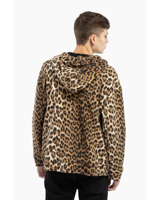 N°21 Leopard Print Hoodie in Brown for Men - Lyst