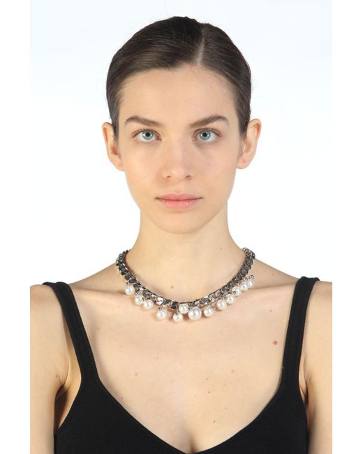 N°21 Metallic Faux Pearl-embellished Chain Necklace
