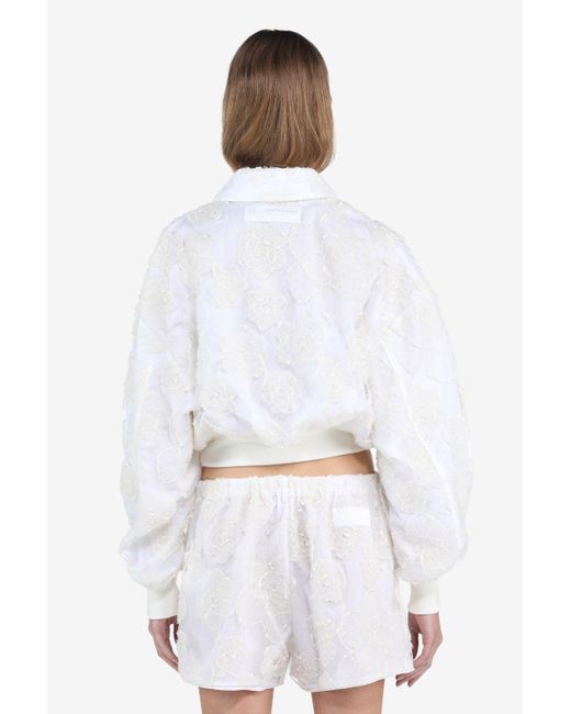 N°21 White Floral-embroidered Bomber Jacket
