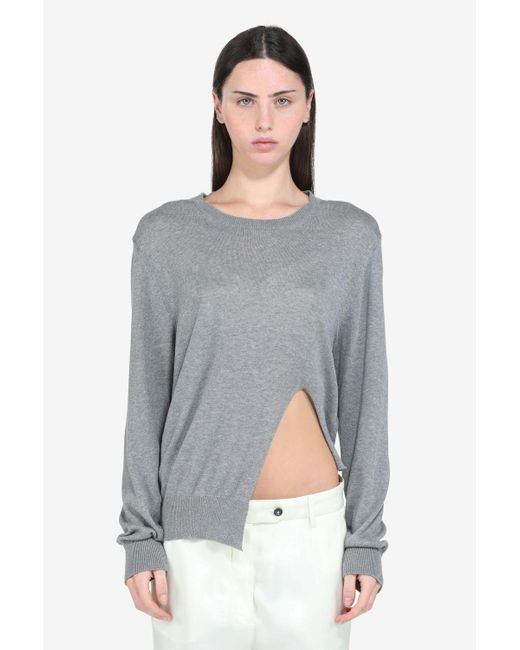 N°21 Gray Asymmetric Cotton Sweater