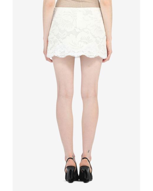 N°21 White Floral-appliqué Skirt