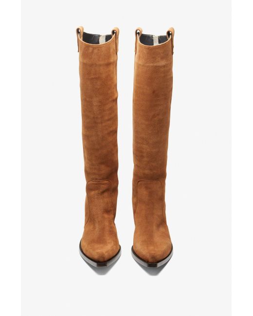 krafty honey brown suede leather knee high boots