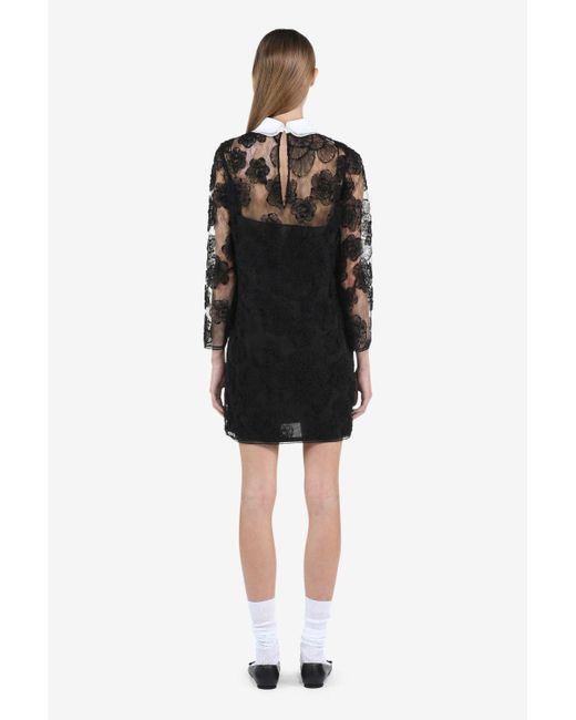 N°21 Black Floral-embroidered Dress