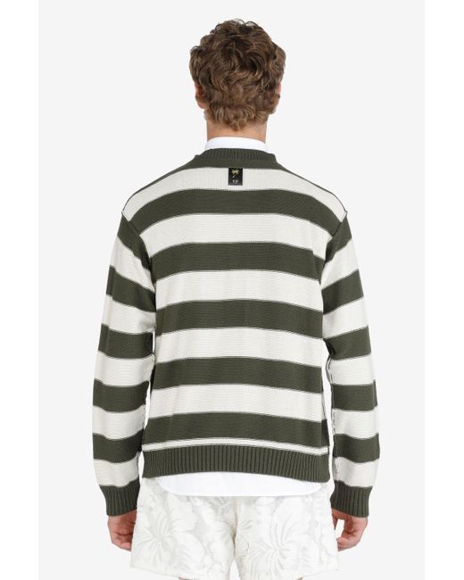 N°21 White Button-shoulder Striped Sweater for men