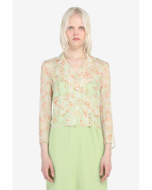 N°21 Green Floral-print Silk Shirt