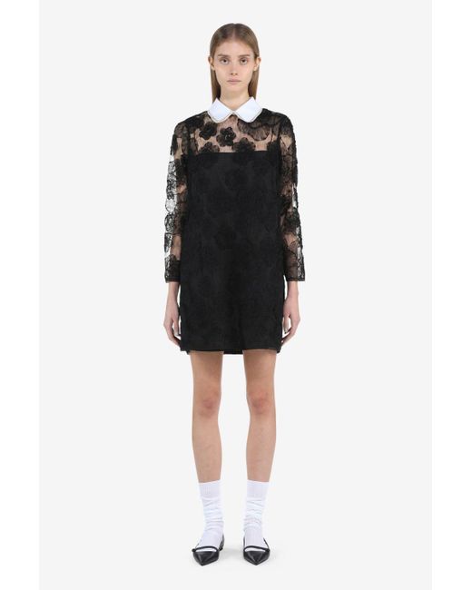 N°21 Black Floral-embroidered Dress