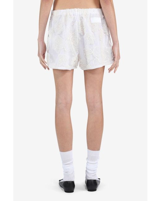 N°21 White Floral-embroidered Shorts