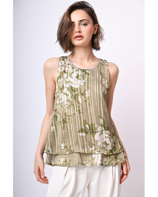 Top Doppiato Con Stampa Floreale di NUNA LIE in Multicolor
