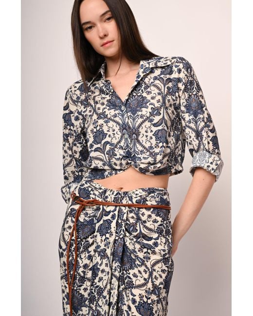 Camicia Crop A Stampa Etnica di NUNA LIE in Multicolor