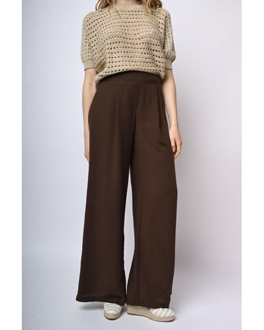 Pantaloni Palazzo Con Pieghe di NUNA LIE in Brown