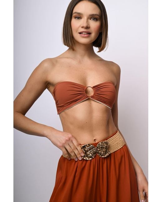 Top A Fascia Per Bikini Reversible di NUNA LIE in Brown