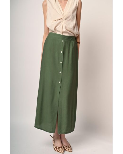Gonna Lunga Con Bottoni di NUNA LIE in Green