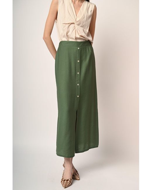 Gonna Lunga Con Bottoni di NUNA LIE in Green
