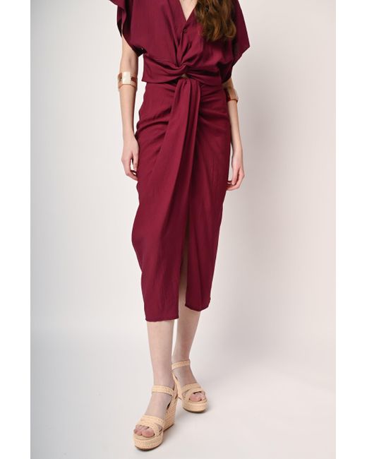 Gonna Midi Con Nodo di NUNA LIE in Red